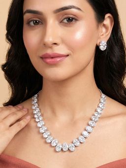 Peora - Women White Stone Studded Western Jewellery Set