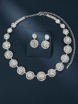 Peora - Women Silver Plated Cz and Crystal Jewellery Set