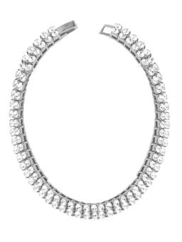 Peora - Women Silver Plated Crystals Stylish Necklace