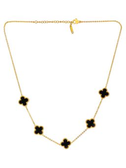 Peora - Women Gold Plated Black Stated Necklace