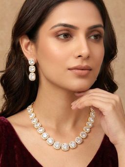 Peora - Women White Stone Studded Gold Plated Jewellery Set