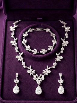 Peora - Women White Stylish Floral Jewellery Set
