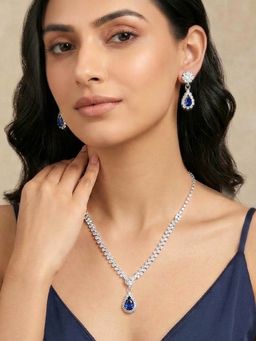 Peora - Women Blue Stone Studded Jewellery Set