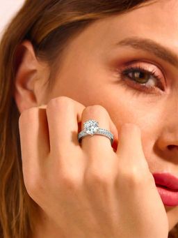 Peora - Women White Stylish Silver Plated Solitaire Finger Ring (7)