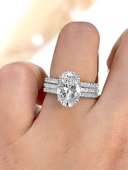 Peora - Women Silver Plated Crystal and Cz Solitaire Rings (Pack of 3)