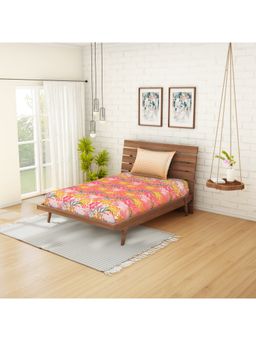 CORE Designed by SPACES - Omnia Peach 144 Tc Cotton Printed Single Bed Sheet with 1 Pillow Cover