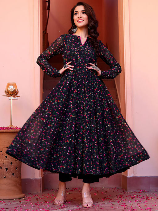 Anarkali Kurta New Trendy Kurtis Online Buy PANIT Blue Printed