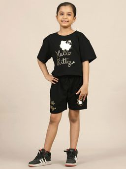 Kidsville - Hello Kitty Printed Relaxed Fit T-Shirt and Shorts for Girls (Set of 2)