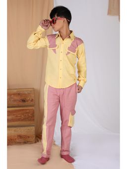 Mulyo Kids - Yellow Wisteria Panelled Shirt with Pant (Set of 2)