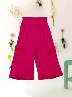 SAKA DESIGNS - Pink Textured Poly Cotton Regular Fit Girls Palazzo