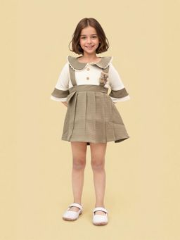 Toonyport - Girls Green Textured A-Line Dress