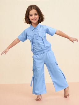 Toonyport - Girls Blue Solid Co-Ord (Set of 2)
