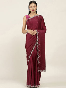 Soch - Embellished Crepe Saree with Unstitched Blouse
