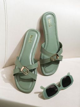 Inc.5 - Green Casual Open Toe Flats