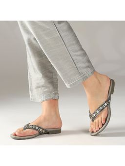 Inc.5 - Pewter Grey Casual Open Toe Flats