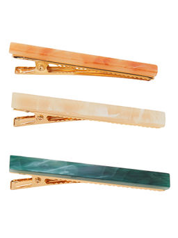 Accessorize London - Multi Mottled Resin Snap Clips (Pack of 3)