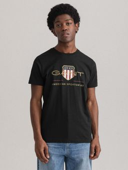 GANT - Men Black Solid Regular Fit T-Shirt