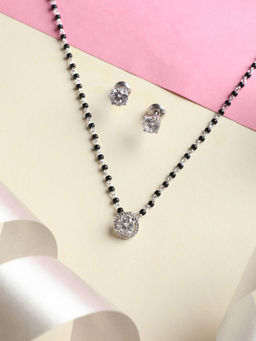 CLARA - 925 Silver Rope Mangalsutra Tanmaniya Pendant Earring Chain Gift For Women (Set of 3)