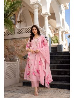 WOOMN - Rose Whisper Cotton Kurta with Pant & Dupatta