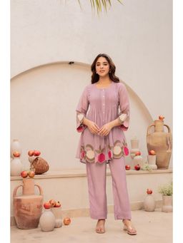 WOOMN - Blush Fern Mul Chanderi Kurta & Pant