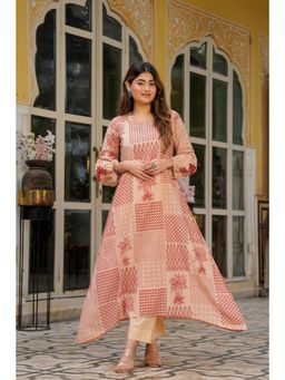 WOOMN - Crimson Bloom Cotton Kurta & Pant