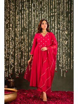 WOOMN - Blush Saga Crush Chanderi Kurta with Pant & Dupatta