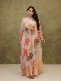 AROOP SHOP INDIA - Beige Aspen Floral Kurta with Slip and Sharara
