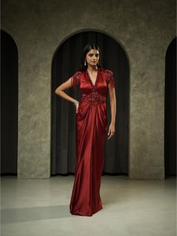 Muskan Aggarwal - Bright Red Embroidered Gown