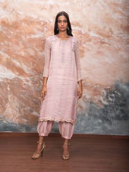 Nidhii Goyal - Pink Armhole Embroidered Kurta with Salwar