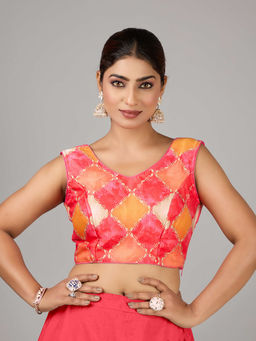 Ethnovog - Women Multi-Color Paisley V-Neck Sleeveless Stitched Blouse