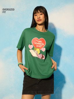 The Souled Store - Green Pure Cotton Character Half Sleeves T-Shirt