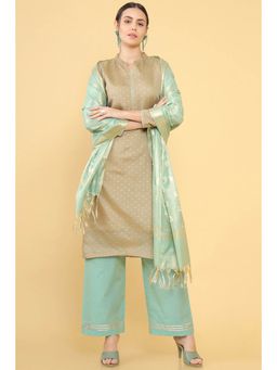Soch - Women Brown Woven Dress Material (Set of 3)