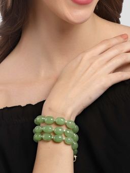 Karatcart - Light Green Tumble Stone Beaded Bracelet for Women