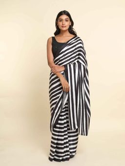 Suta - White Printed Liva Saree