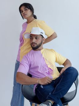 A47 - Isro Lilac and Butter Panel T-Shirt