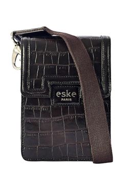 Eske - Burg Brown Textured Genuine Leather Crossbody Bag