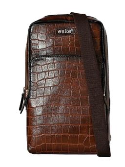 Eske - Brio Tan Textured Genuine Leather Sling Pack