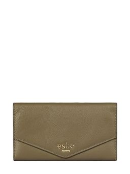 Eske - Petra Light Green Solid Genuine Leather Trifold Wallet