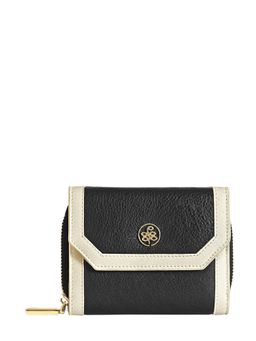 Eske - Roxane Black Solid Genuine Leather Zip Around Wallet