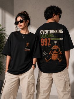 KASSUALLY - Unisex Black Oversized Graphic Streetwear T-Shirt
