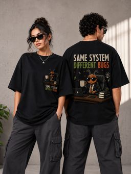 KASSUALLY - Unisex Black Oversized Graphic Streetwear T-Shirt