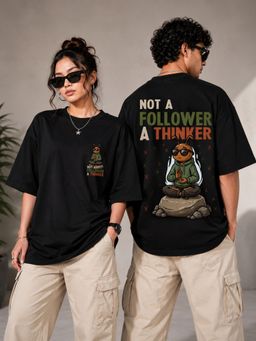 KASSUALLY - Unisex Black Oversized Graphic Streetwear T-Shirt