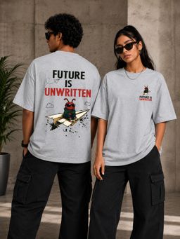 KASSUALLY - Unisex Grey Oversized Graphic Streetwear T-Shirt
