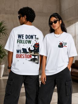 KASSUALLY - Unisex White Oversized Graphic Streetwear T-Shirt