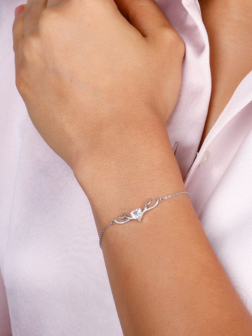 GIVA Sterling Silver Deer Heart Bracelet Womens