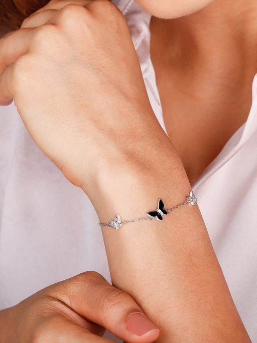 GIVA Sterling Silver Elegant Butterflies Bracelet Womens