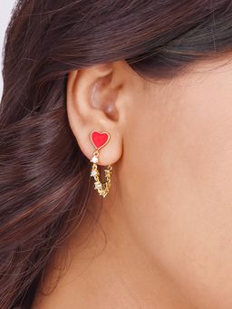 GIVA - Sterling Silver Golden Heart Chain Dangling Earrings for Womens