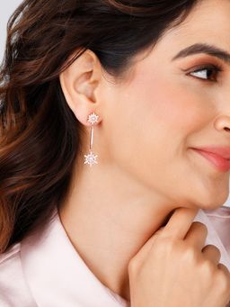 GIVA - Sterling Silver Golden Snowflakes Dangle Earrings for Womens