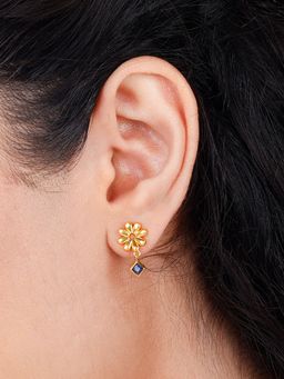 GIVA - Sterling Silver Golden Fabulous Floral Earrings for Womens