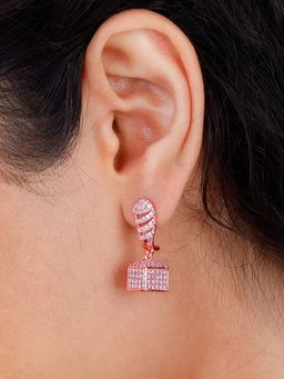 GIVA - Sterling Silver Rose Gold Glittering Grace Jhumki for Womens